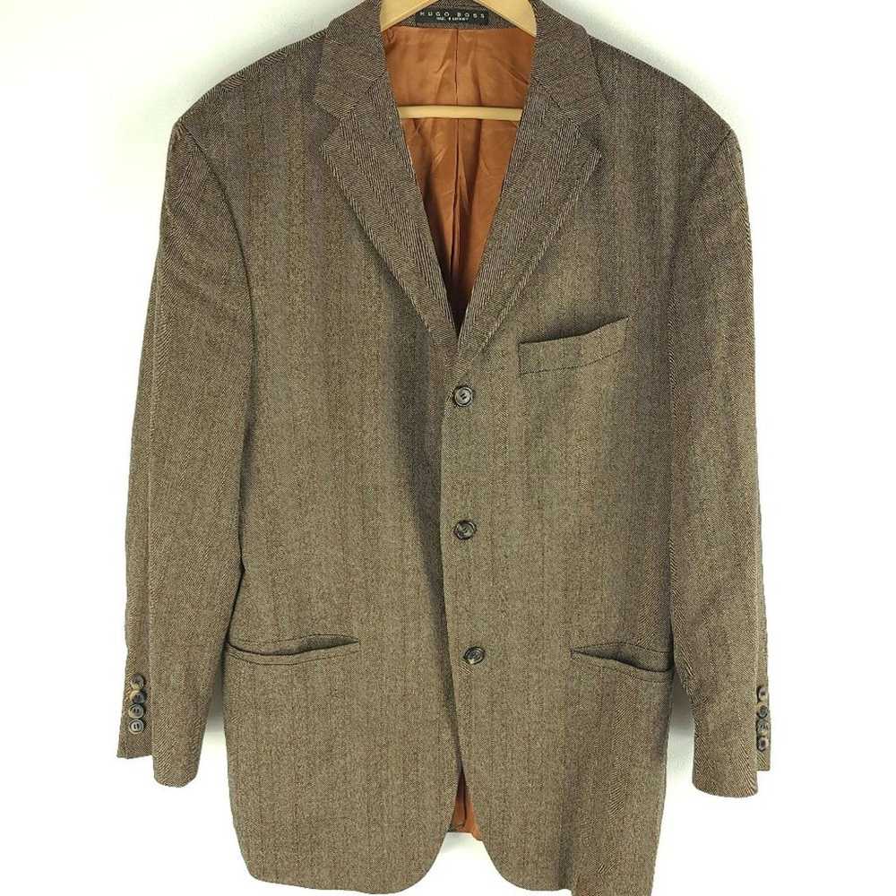 Hugo Boss Hugo boss blazer jacket virgin wool tan… - image 1