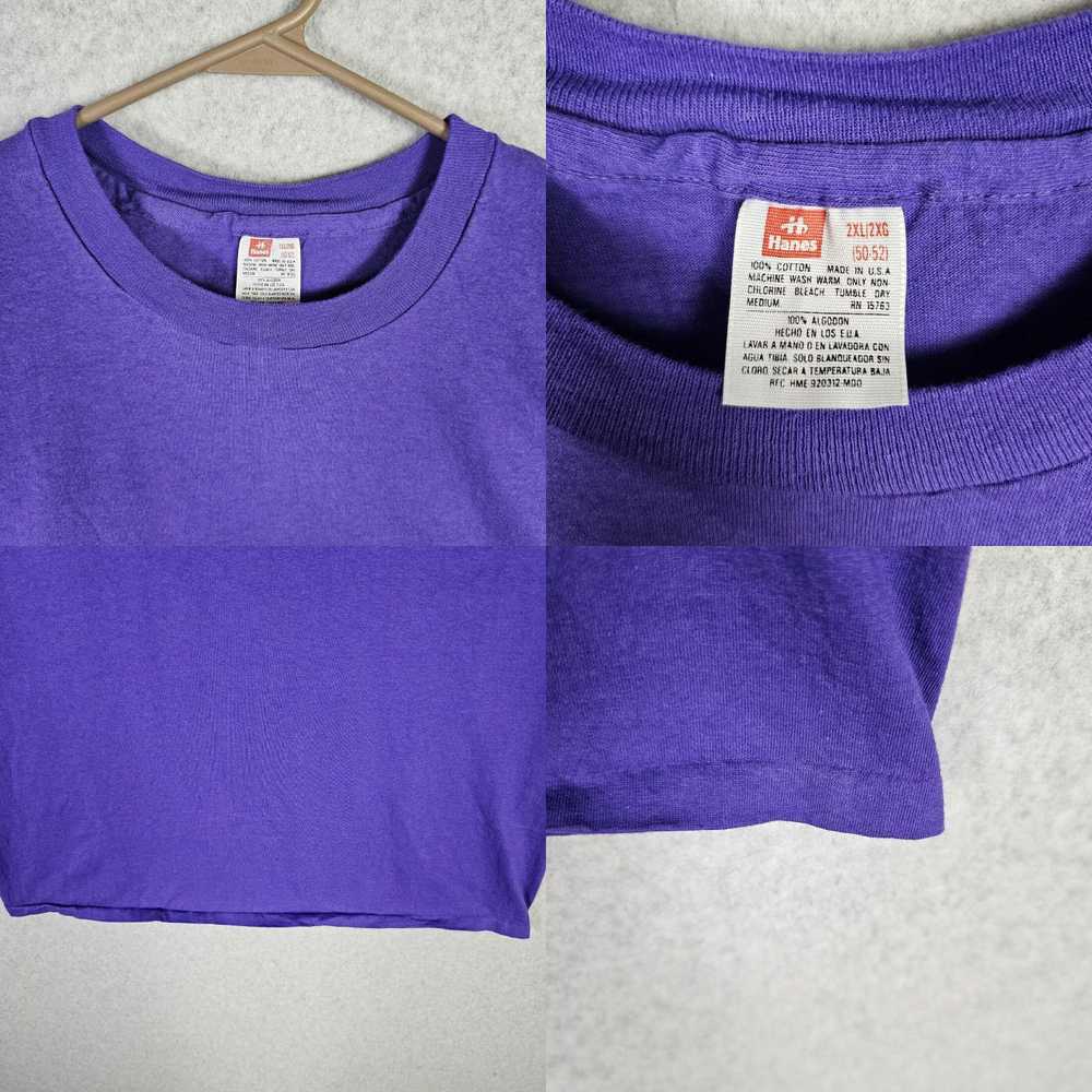 Hanes Vintage Hanes T Shirt Mens XXL Solid Purple… - image 4