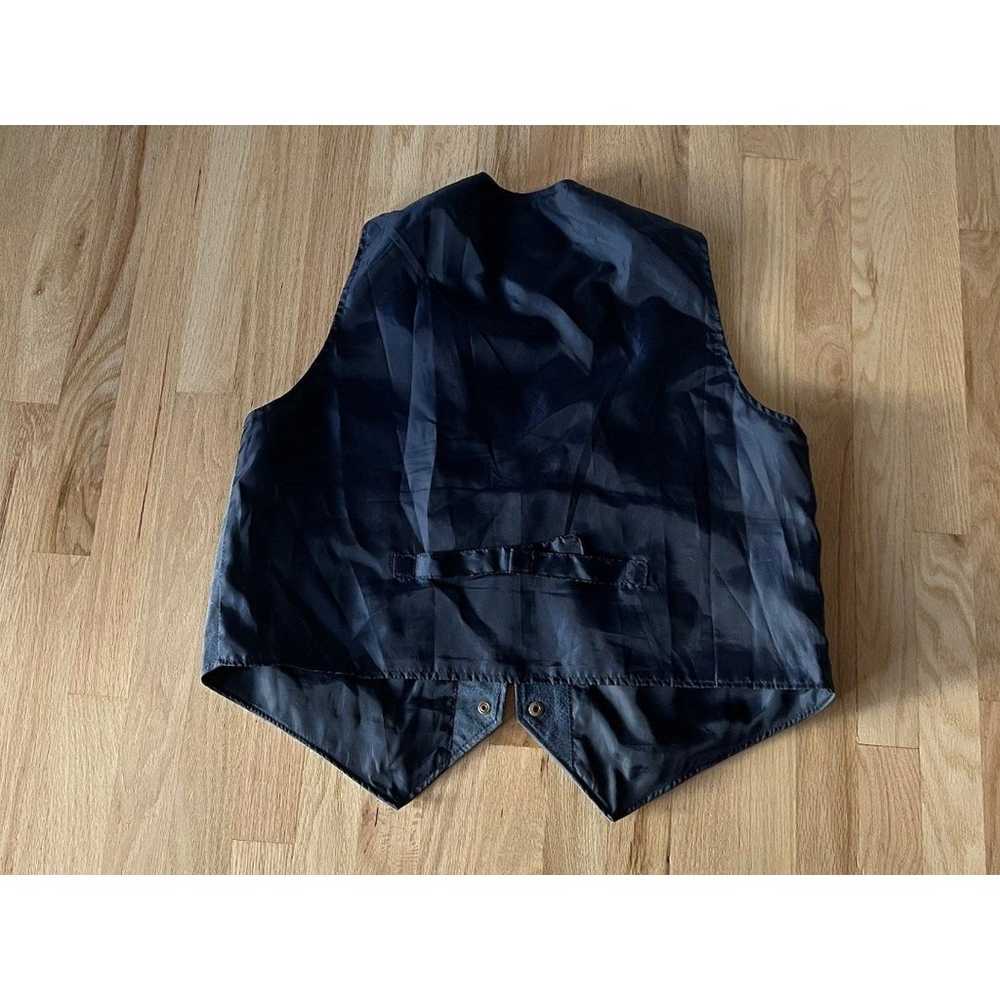 Vintage blue leather suede vest cottage retro chi… - image 2