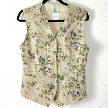 Vintage 80s 90s Laura Ashley Floral Vest Waist Co… - image 1