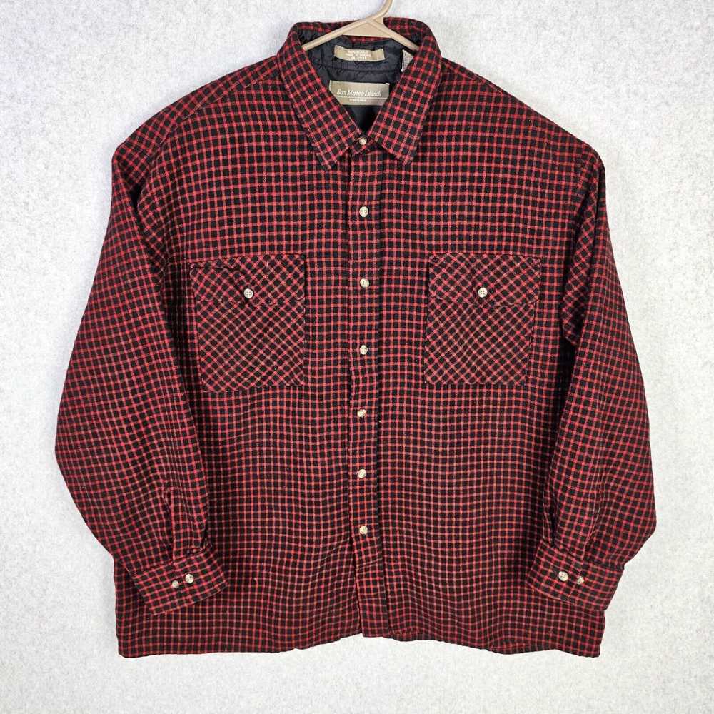Vintage San Mateo Island Plaid Flannel Shirt Mens… - image 1