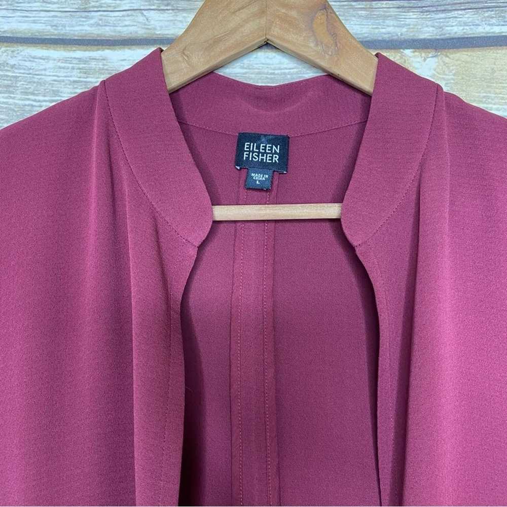 Eileen Fisher L maroon silk mandarin collar dress… - image 3