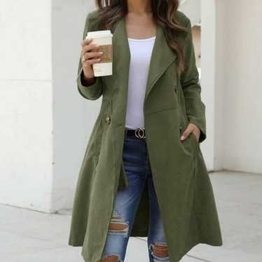Merona Overcoat Adult Size XL Wool Blend Green Lo… - image 1