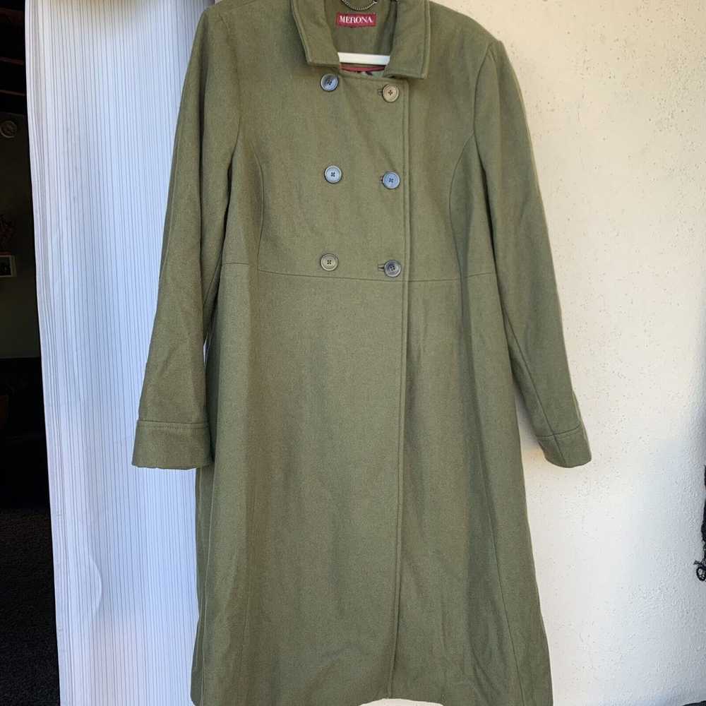 Merona Overcoat Adult Size XL Wool Blend Green Lo… - image 2