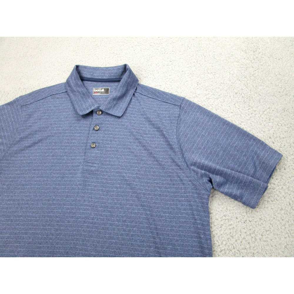 Vintage Bolle Shirt Mens L Blue Striped Golf Polo… - image 2