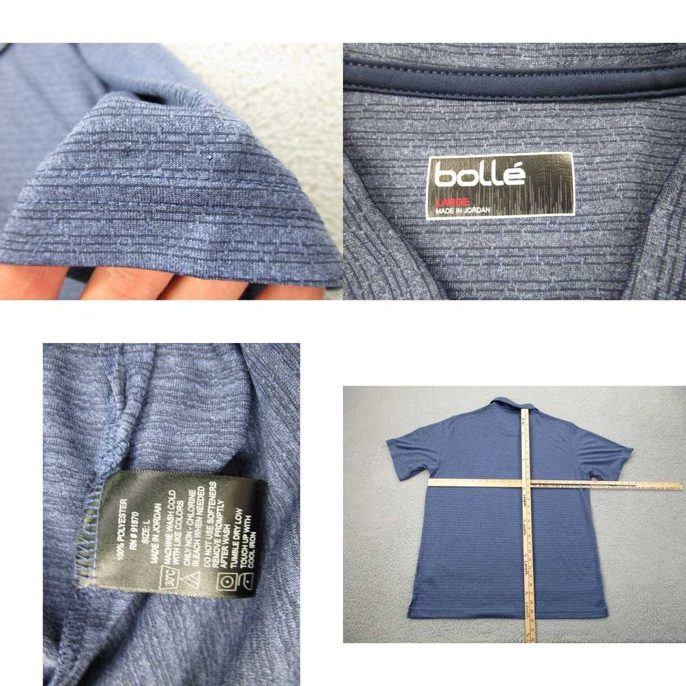 Vintage Bolle Shirt Mens L Blue Striped Golf Polo… - image 4