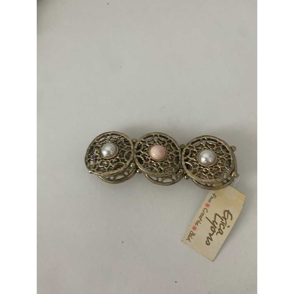 Generic Erica Lyons faux pearl medallion bracelet… - image 4