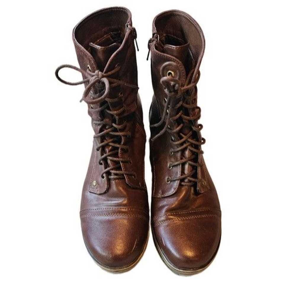 Other Just Fab Greta Brown Lace Up Combat Moto Le… - image 3
