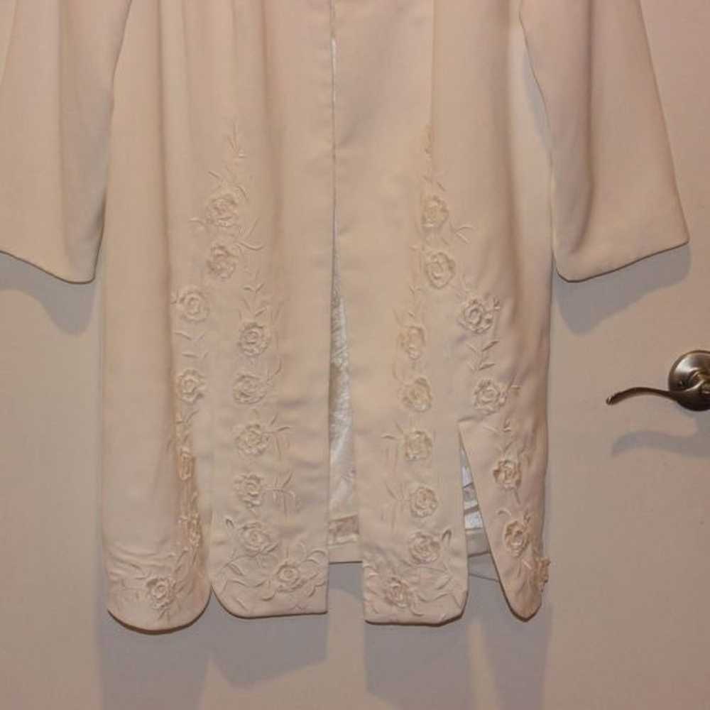 La Femme Paris White Embroidered Long Coat Women … - image 4