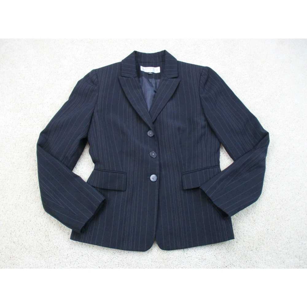 Vintage Tahari Jacket Women 4 Black Pinstripe Bla… - image 1