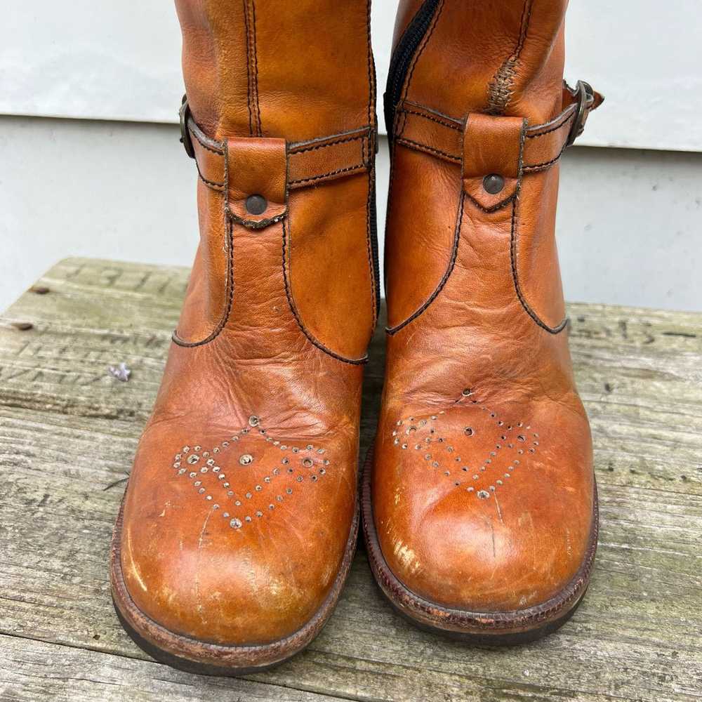 Vintage 70s Leather Stacked Heel Harness Penny La… - image 4