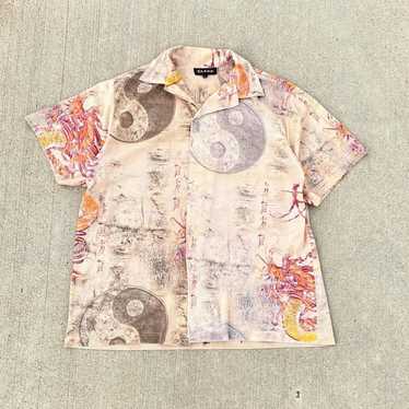 Vintage Y2K All Over Print Baggy Oversized Button… - image 1