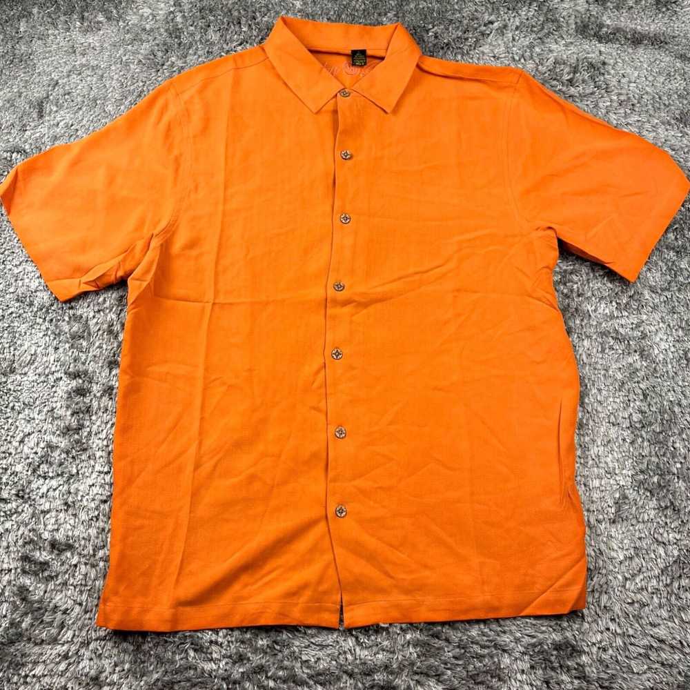 Vintage Rocky Patel Shirt Men Large Orange Silk G… - image 1