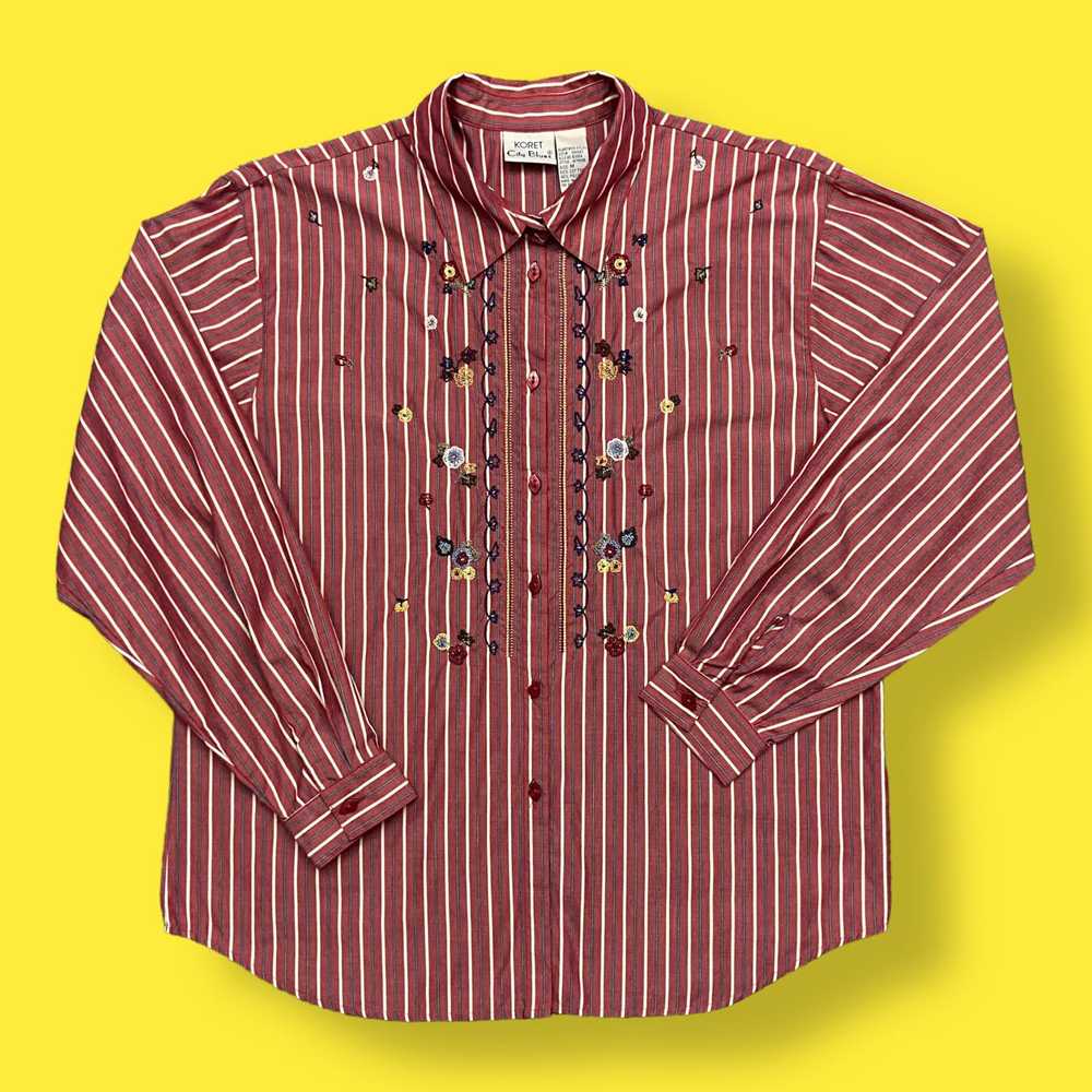 Streetwear × Vintage Vintage Striped Button Down … - image 1