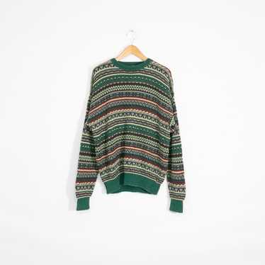 Vintage Vintage Fair Isle Cotton Knit Sweater Lar… - image 1