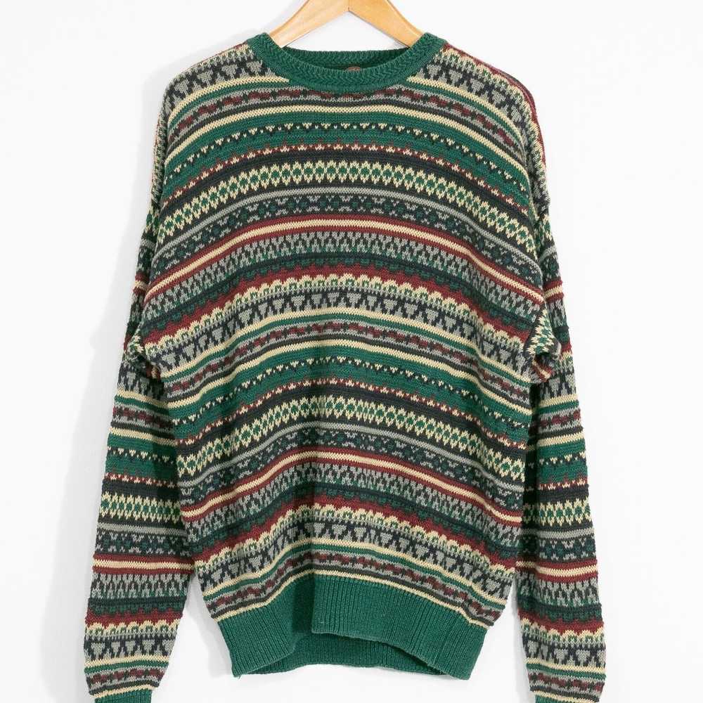 Vintage Vintage Fair Isle Cotton Knit Sweater Lar… - image 2