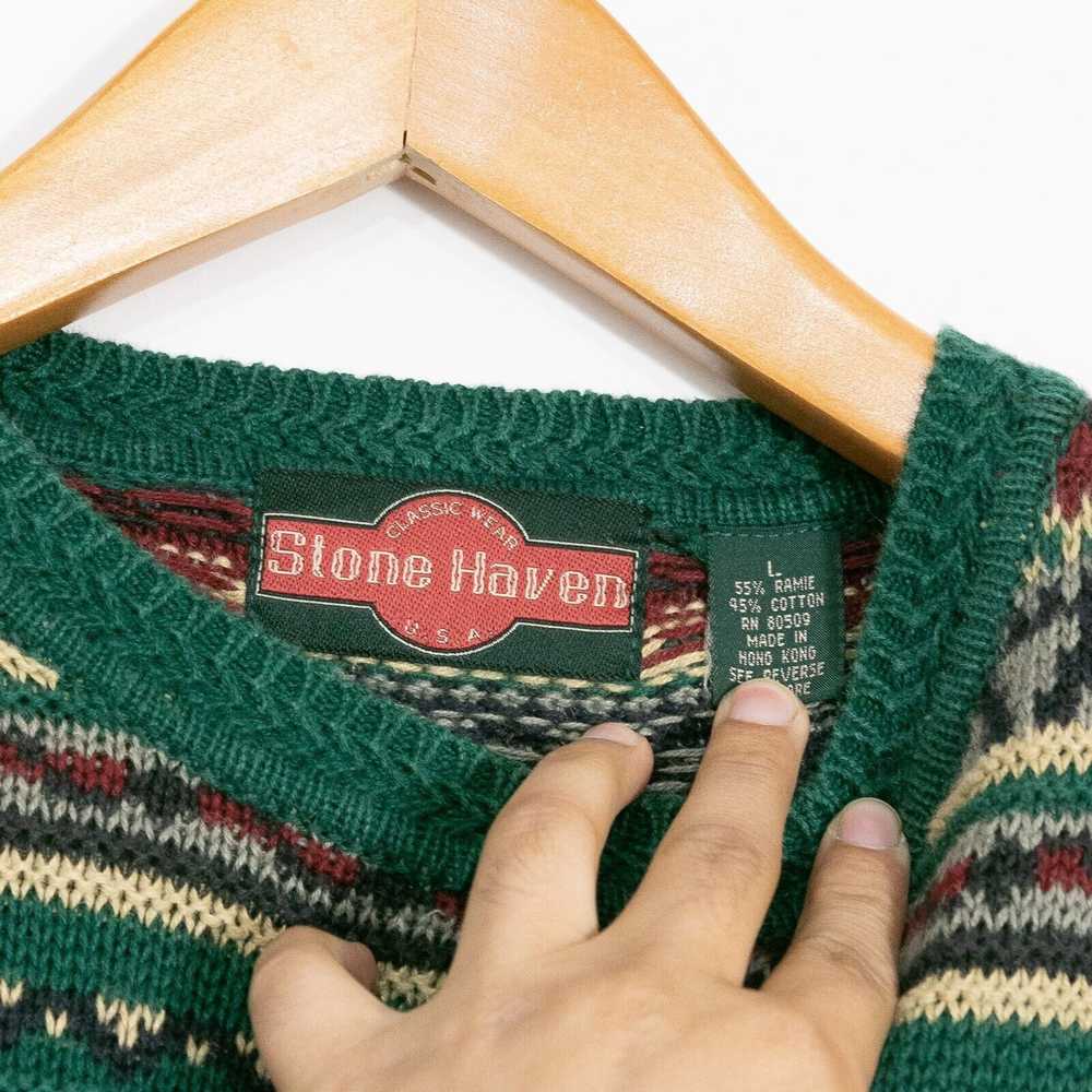 Vintage Vintage Fair Isle Cotton Knit Sweater Lar… - image 3