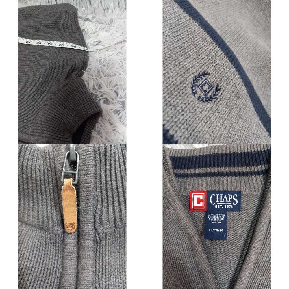 Chaps Chaps Sweater Mens XL Gray V Neck Quarter Z… - image 4