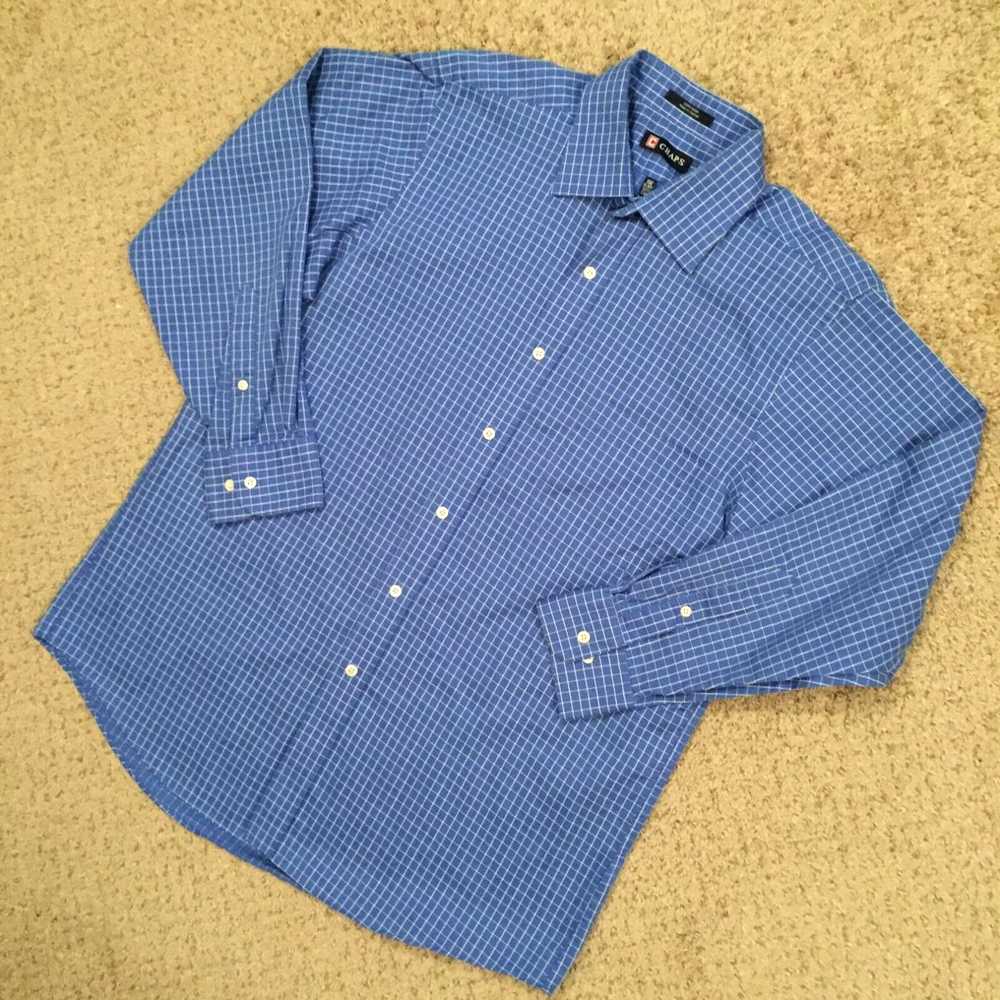 Chaps Chaps Shirt Mens Large Blue Check Long Slee… - image 2