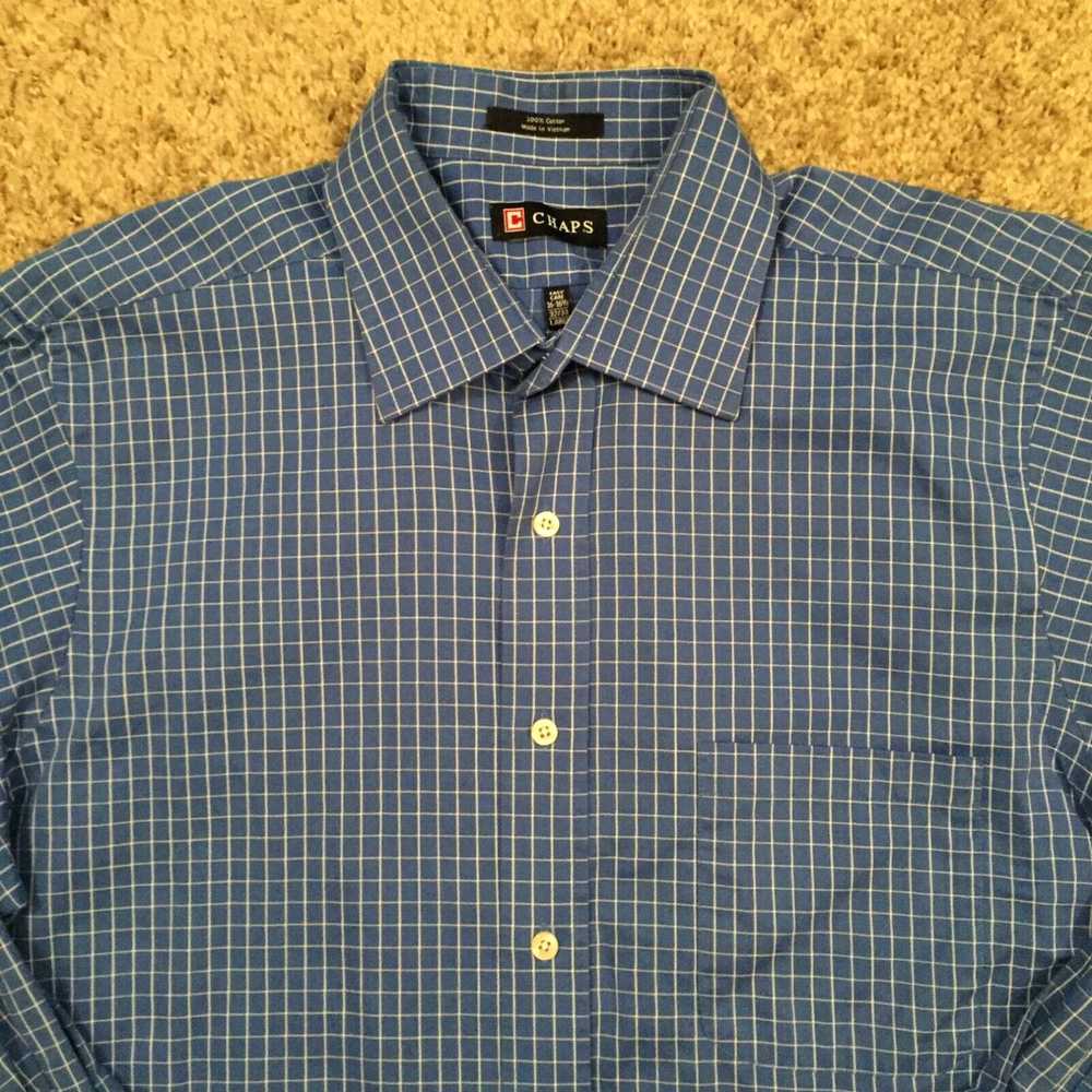 Chaps Chaps Shirt Mens Large Blue Check Long Slee… - image 3