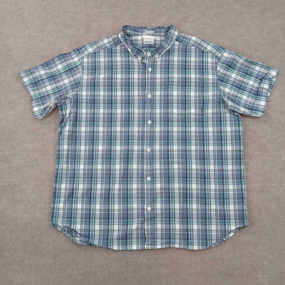 Vintage Columbia Shirt Mens XXL 2XL Blue Plaid Sh… - image 1