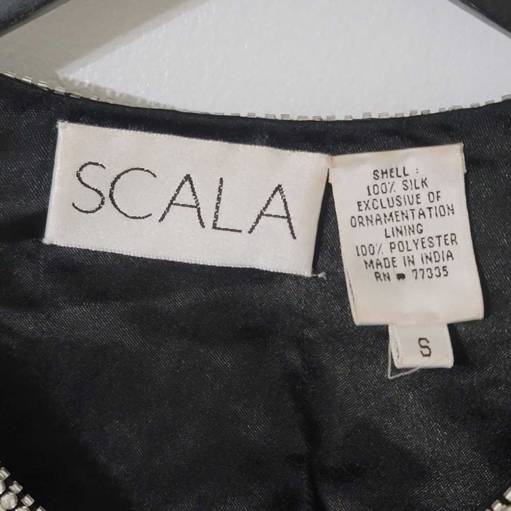 Vintage Scala Beaded Jacket Size Small Black Silk… - image 4