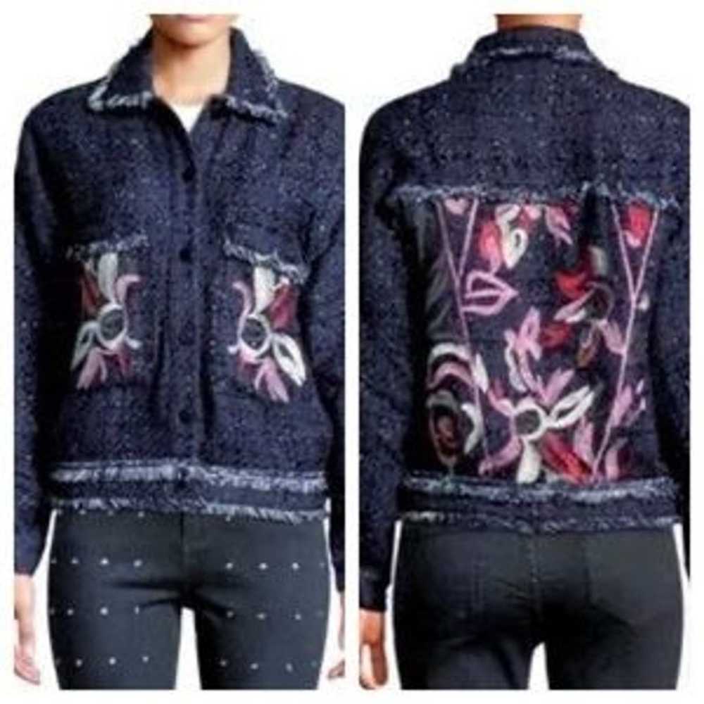 Foxiedox Anthro Metallic Navy Blue Floral Embroid… - image 10