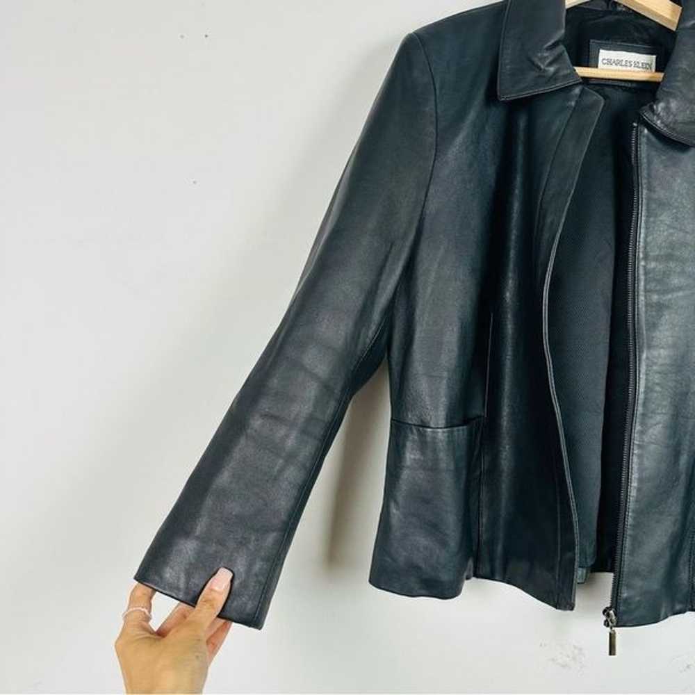 Vintage 90s Y2K Charles Klein Black Leather Jacke… - image 1