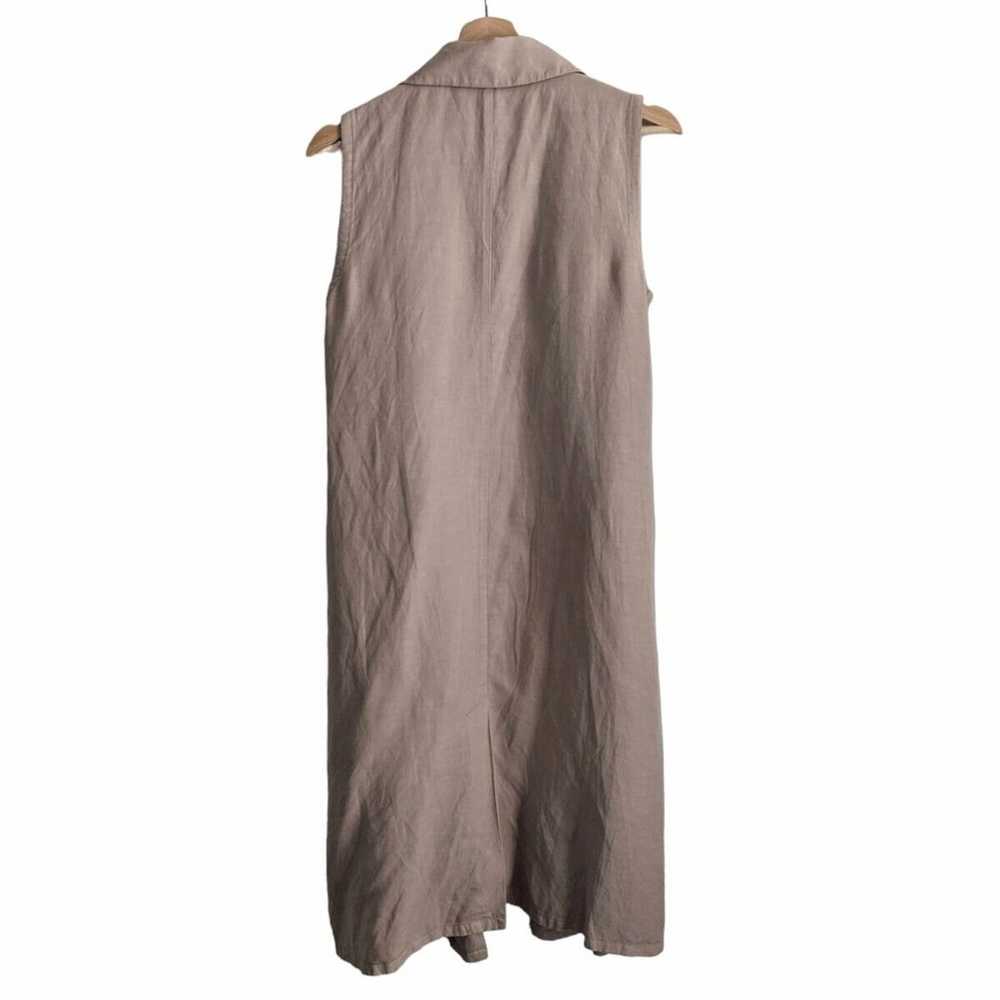 Eileen Fisher Long Vest Linen Tencel Khaki Tan Op… - image 2