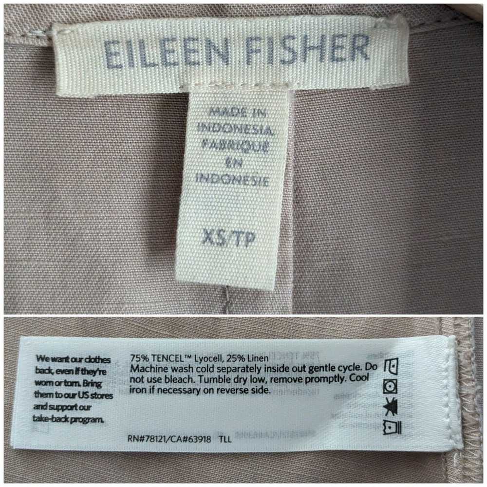 Eileen Fisher Long Vest Linen Tencel Khaki Tan Op… - image 3