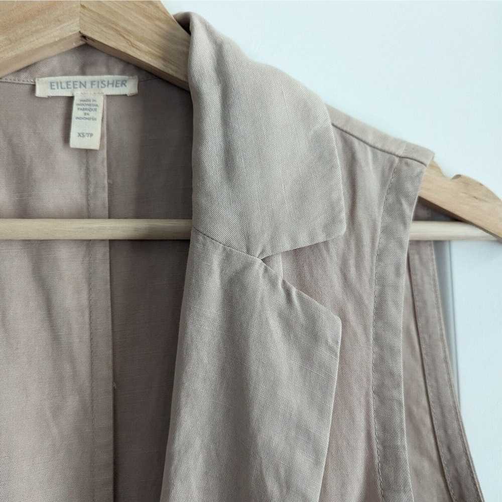 Eileen Fisher Long Vest Linen Tencel Khaki Tan Op… - image 4