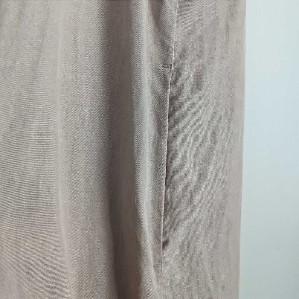 Eileen Fisher Long Vest Linen Tencel Khaki Tan Op… - image 5