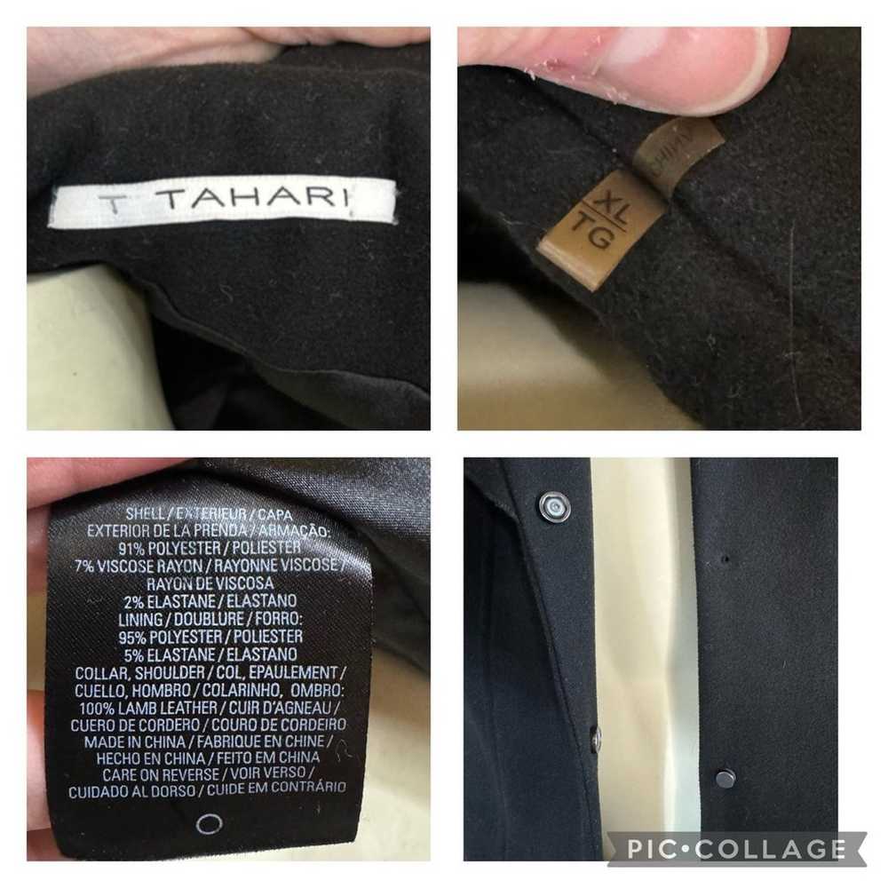 Elie Tahari 100% Wool Black Fitted Layered Leathe… - image 12