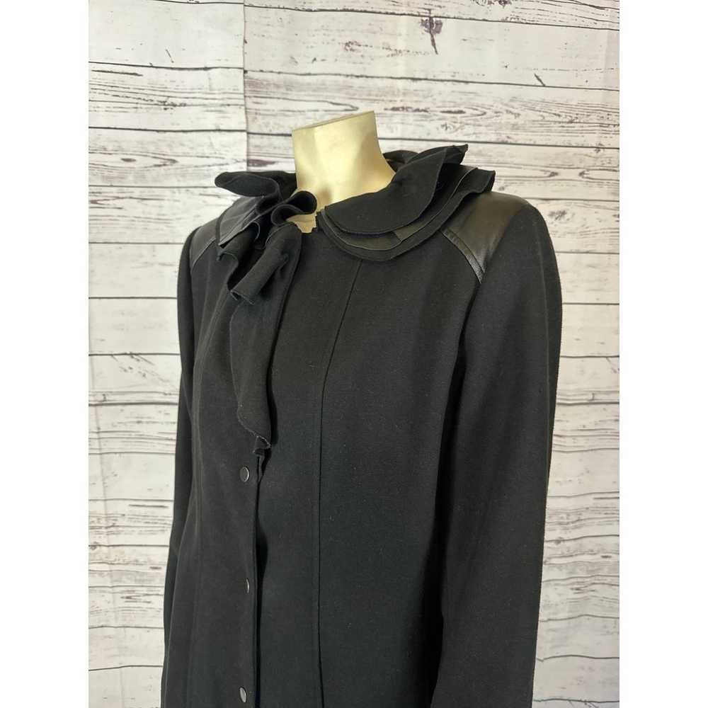 Elie Tahari 100% Wool Black Fitted Layered Leathe… - image 5