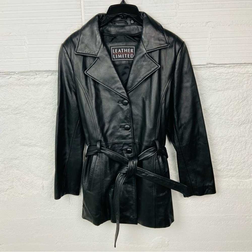 LEATHER LIMITED black genuine leather wrap jacket… - image 11