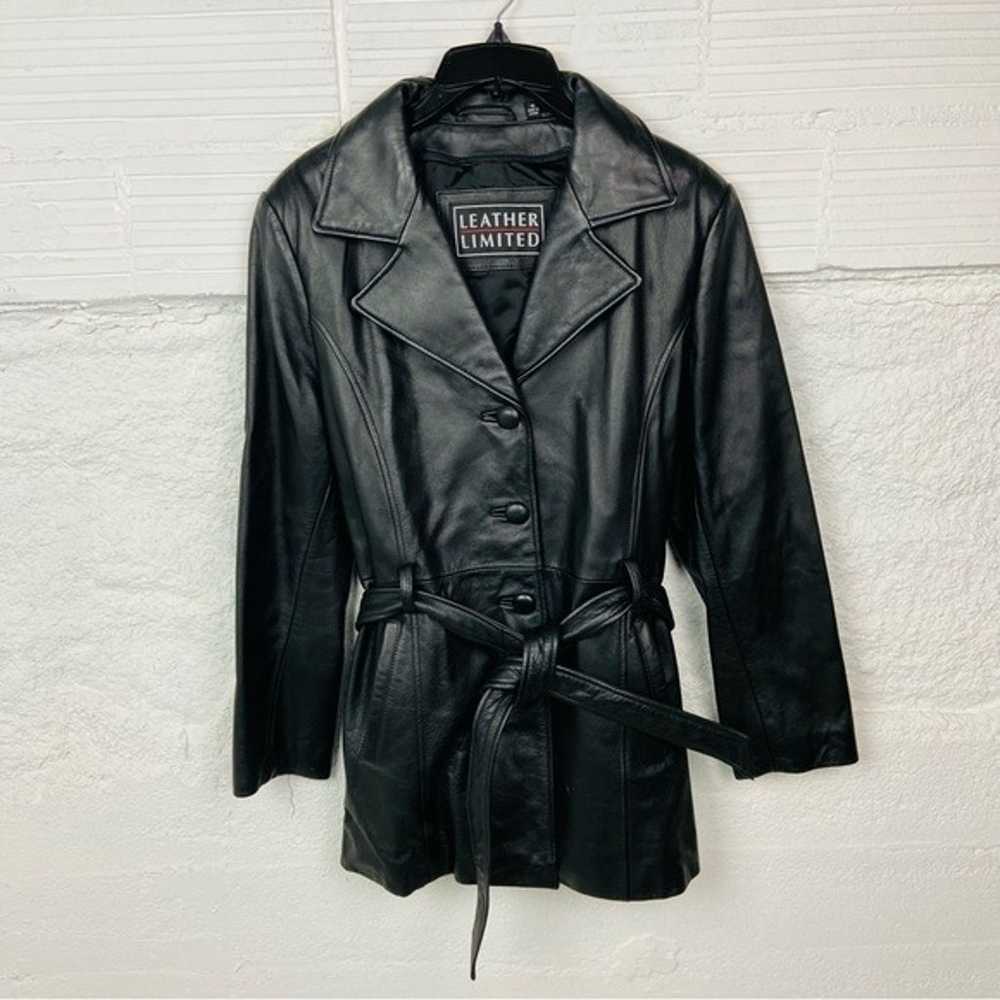 LEATHER LIMITED black genuine leather wrap jacket… - image 12