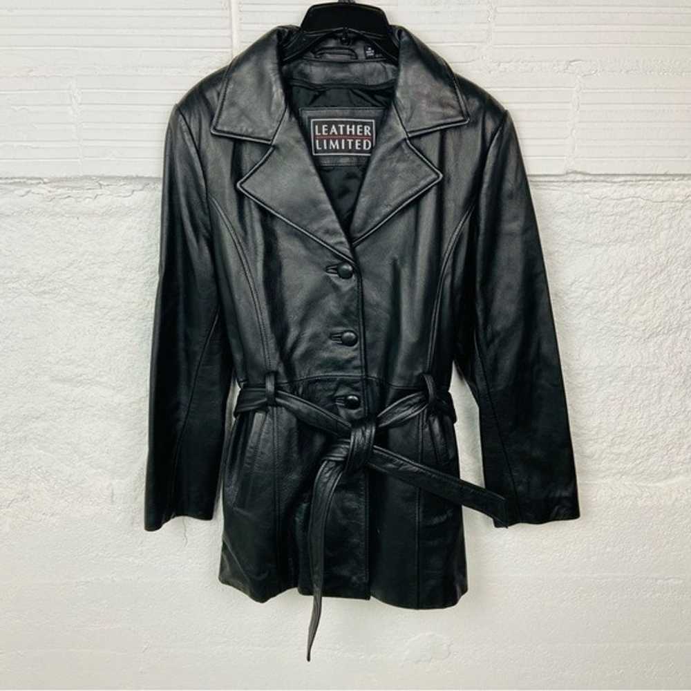 LEATHER LIMITED black genuine leather wrap jacket… - image 1