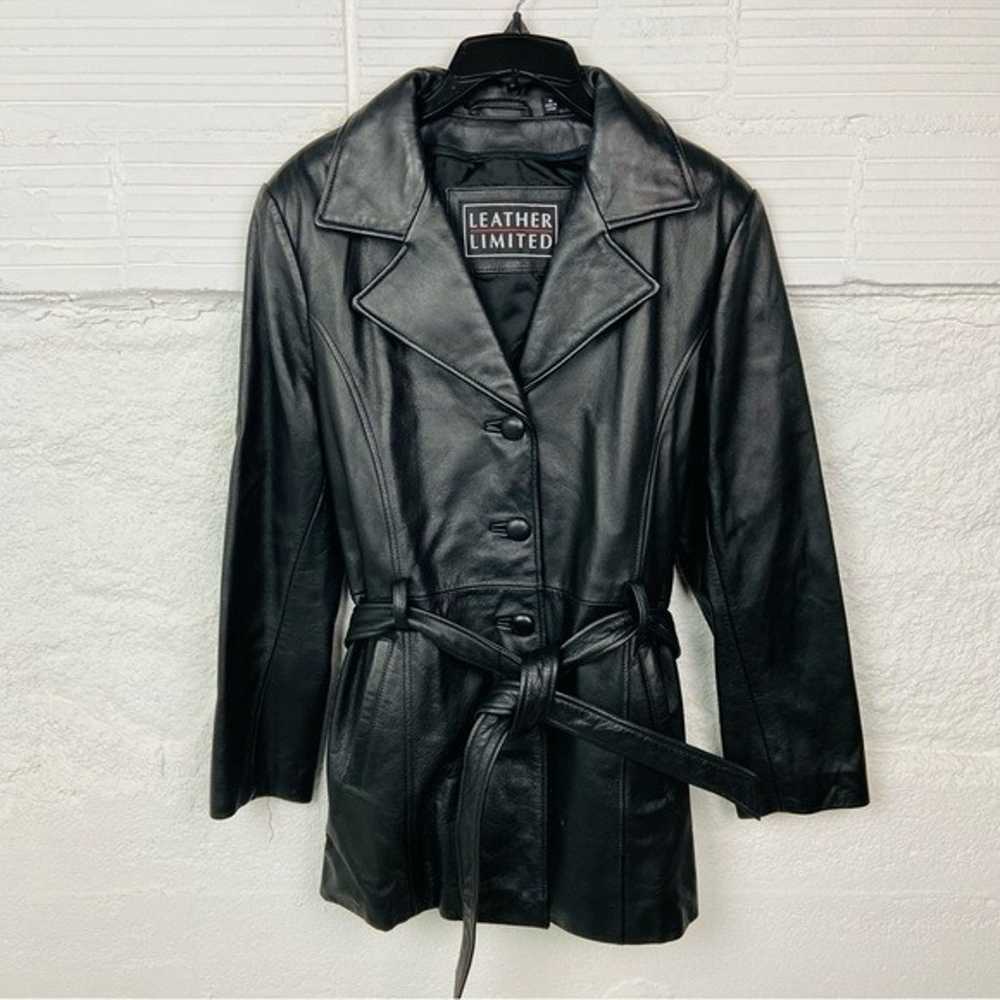 LEATHER LIMITED black genuine leather wrap jacket… - image 3