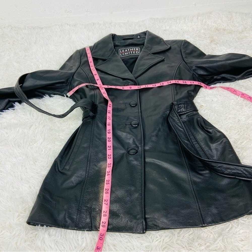 LEATHER LIMITED black genuine leather wrap jacket… - image 4