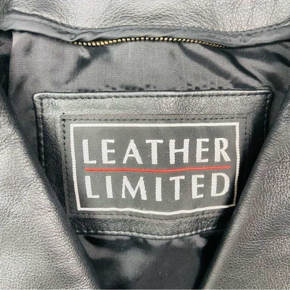 LEATHER LIMITED black genuine leather wrap jacket… - image 5