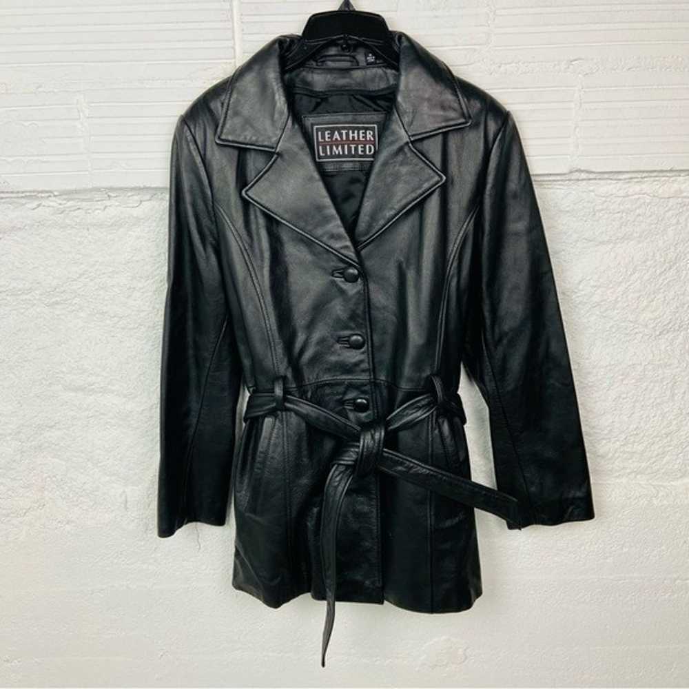 LEATHER LIMITED black genuine leather wrap jacket… - image 6