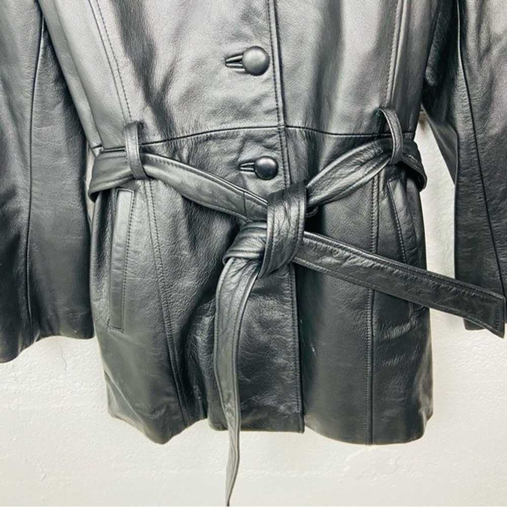 LEATHER LIMITED black genuine leather wrap jacket… - image 8