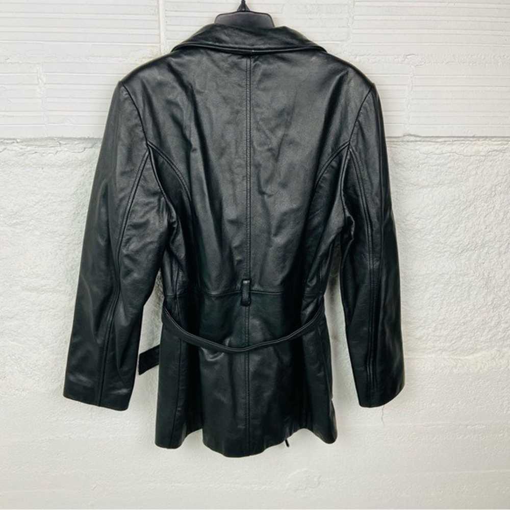 LEATHER LIMITED black genuine leather wrap jacket… - image 9