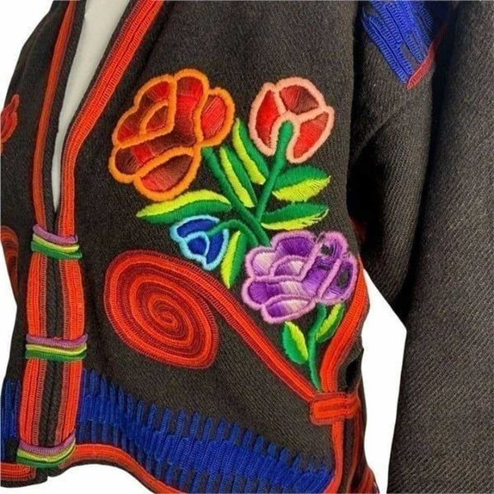 Vintage Peruvian Hand Embroidered Wool Jacket S B… - image 10