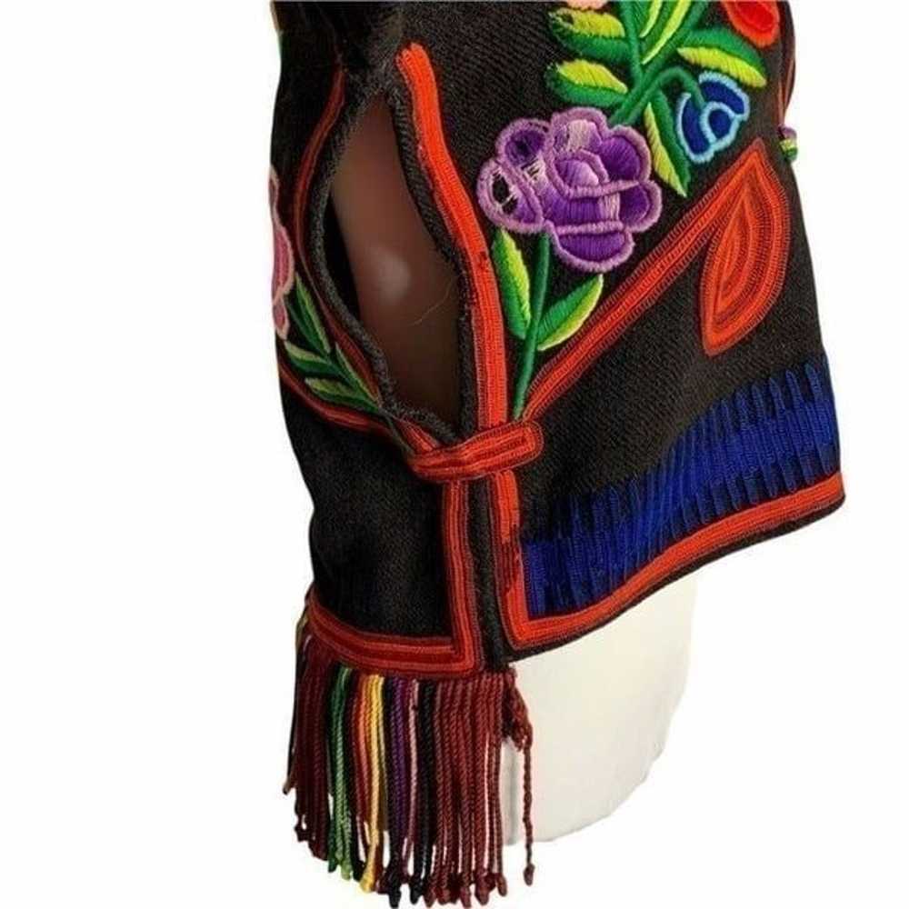 Vintage Peruvian Hand Embroidered Wool Jacket S B… - image 4