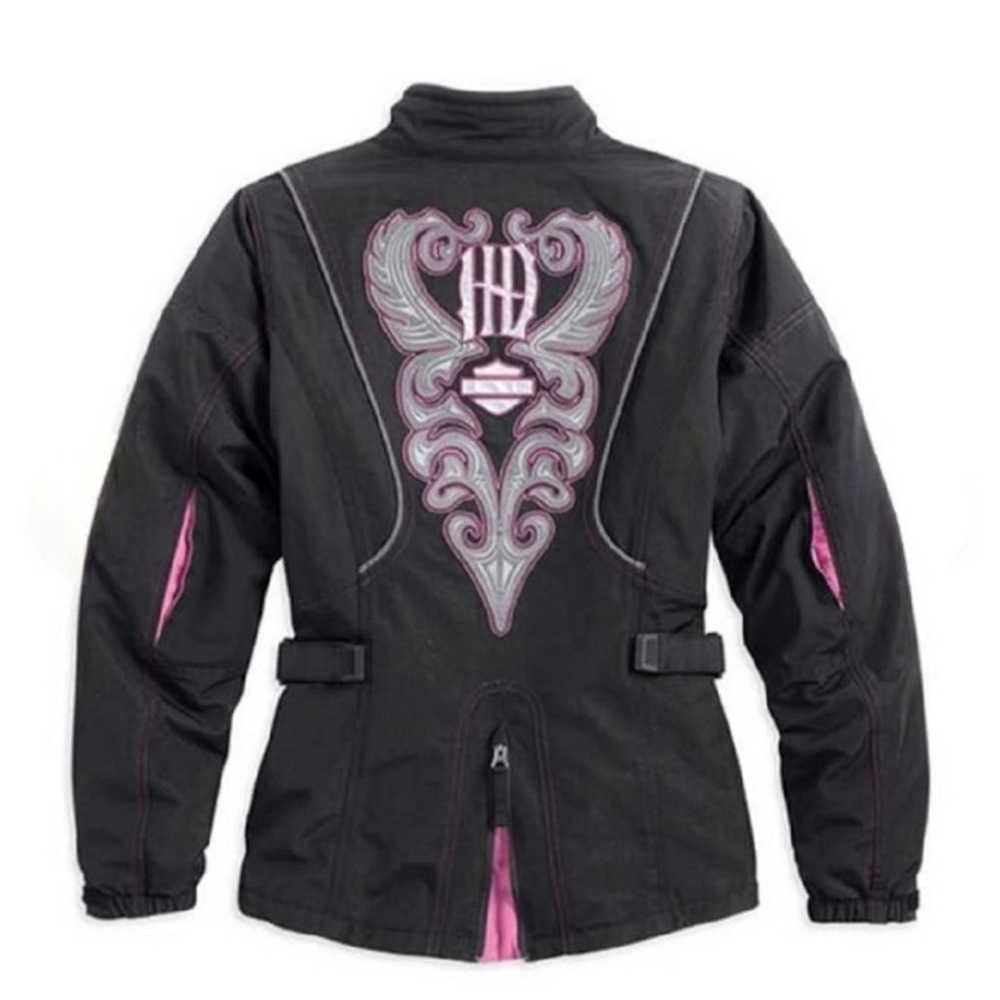 Harley Davidson Black Pink Motorcycle Jacket Size… - image 2