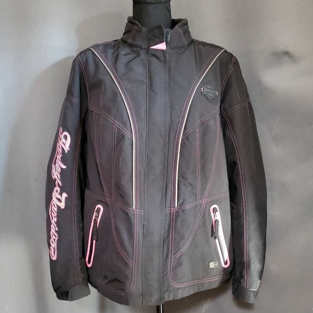 Harley Davidson Black Pink Motorcycle Jacket Size… - image 3