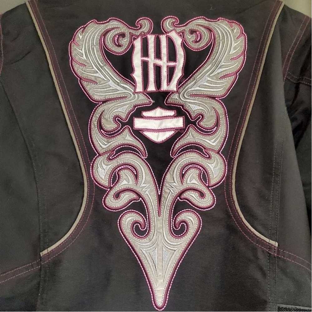Harley Davidson Black Pink Motorcycle Jacket Size… - image 6