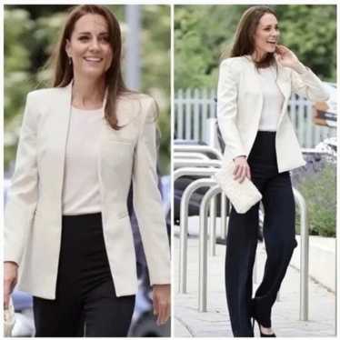 Zara Inverted Lapel Long Blazer Kate Middleton Blo