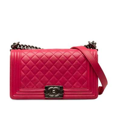 Pink Chanel Medium Lambskin Boy Flap Crossbody Bag - image 1